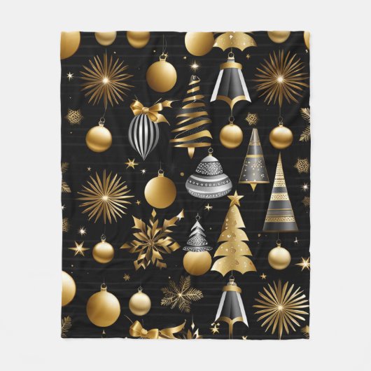 Silver en Gold vakantie Ornamenten Pattern Fleece Deken (Voorkant)