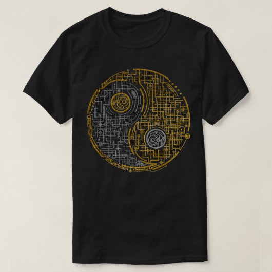 Silver en Gold Yin Yang Symbol T-shirt (Design voorkant)