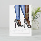 Silver en Gold Zebra Chic Bachelorette Folie Uitnodiging (Staand Voorkant)