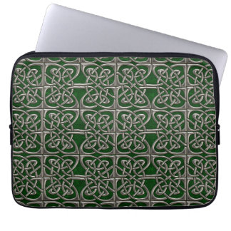 Silver en Green Connected Ovalen Celtic Pattern Laptop Sleeve