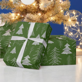 Silver- en Green-kerstboombos Cadeaupapier