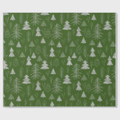 Silver- en Green-kerstboombos Cadeaupapier (Vlak)