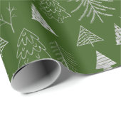 Silver- en Green-kerstboombos Cadeaupapier (Rol Hoek)