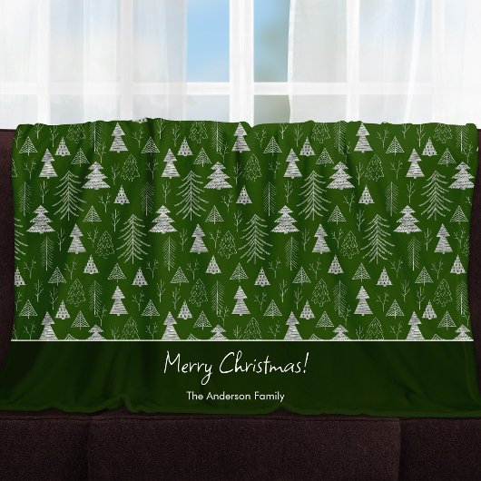 Silver- en Green-kerstboombos Fleece Deken