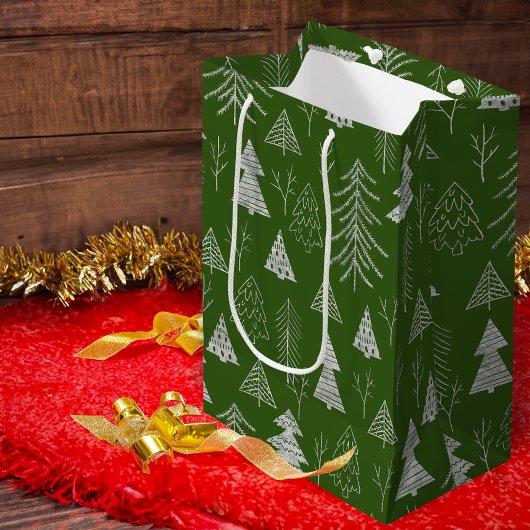 Silver- en Green-kerstboombos Medium Cadeauzakje
