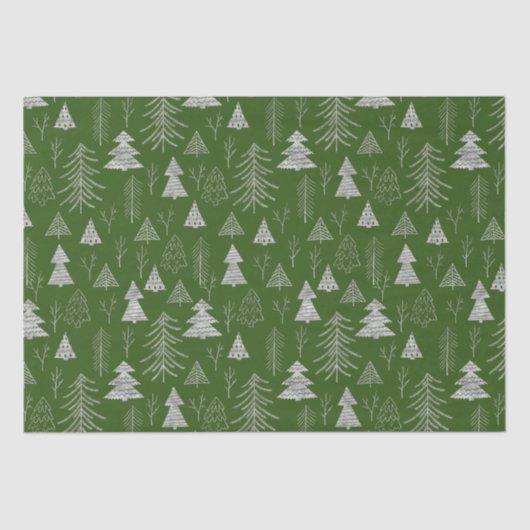 Silver- en Green-kerstboombos Tissuepapier (Voorkant)