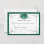 Silver en Green Rozen Elegant RSVP Kaartje (Voorkant)