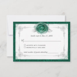 Silver en Green Rozen Elegant RSVP Kaartje