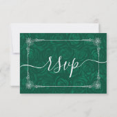 Silver en Green Rozen Elegant RSVP Kaartje (Achterkant)