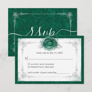 Silver en Green Rozen Elegant RSVP Kaartje