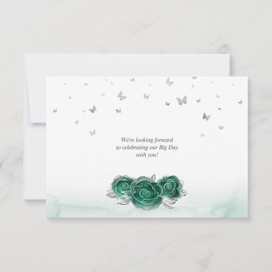 Silver en Green Rozen Elegant Save The Date (Achterkant)