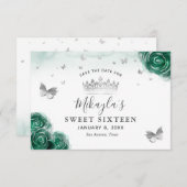 Silver en Green Rozen Elegant Save The Date (Voorkant / Achterkant)