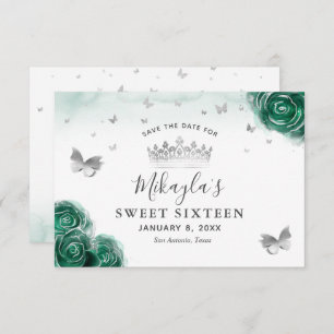 Silver en Green Rozen Elegant Save The Date
