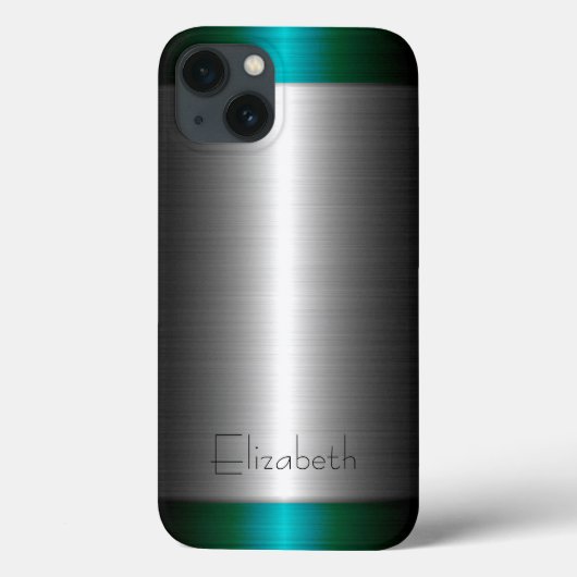 Silver en Green Stainless Steel Metal Case-Mate iPhone Case (Achterkant)