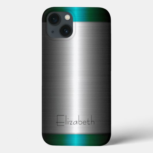 Silver en Green Stainless Steel Metal Case-Mate iPhone Case (Achterkant)