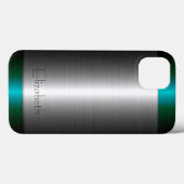 Silver en Green Stainless Steel Metal Case-Mate iPhone Case (Achterkant (horizontaal))