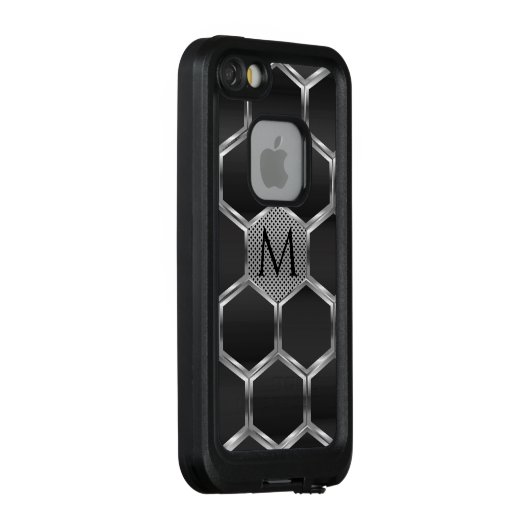 Silver en grijs metallisch geometrisch patroon 3 LifeProof iPhone hoesje (Achterkant / rechts)