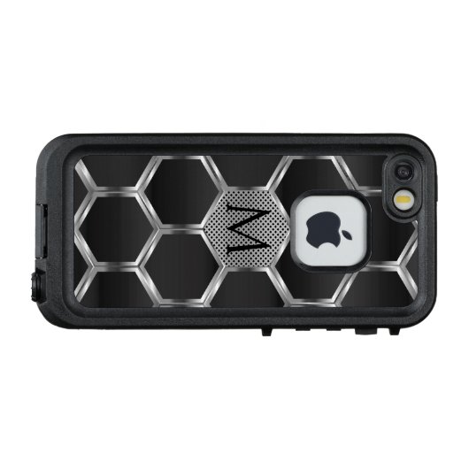 Silver en grijs metallisch geometrisch patroon 3 LifeProof iPhone hoesje (Achterkant (horizontaal))