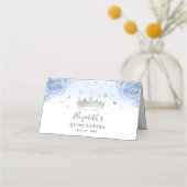 Silver en Light Baby Blue Rozen Elegant Plaatskaartje (Achterkant)