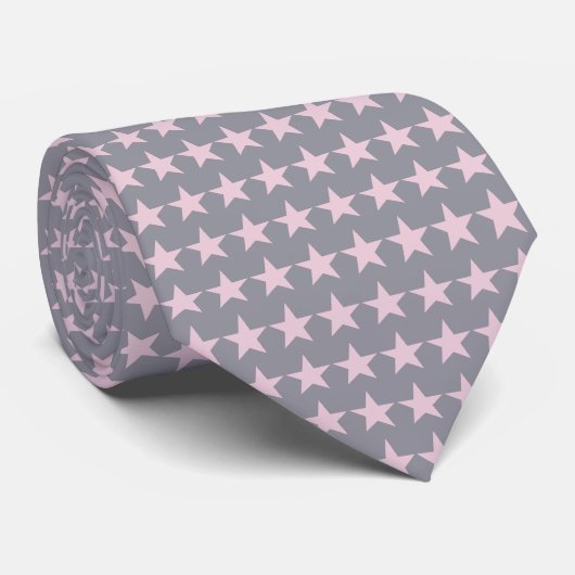 Silver- en LightPink Stars PatroonStropdassen Stropdas (Opgerold)