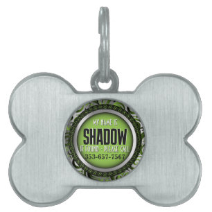 Silver en Lime Green   Personaliseren Huisdieren Naamplaatje