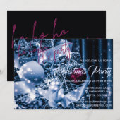 Silver en Magenta Glitter Bauble-kerstparty Kaart (Voorkant / Achterkant)