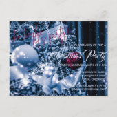 Silver en Magenta Glitter Bauble-kerstparty Uitnodiging Briefkaart (Voorkant)
