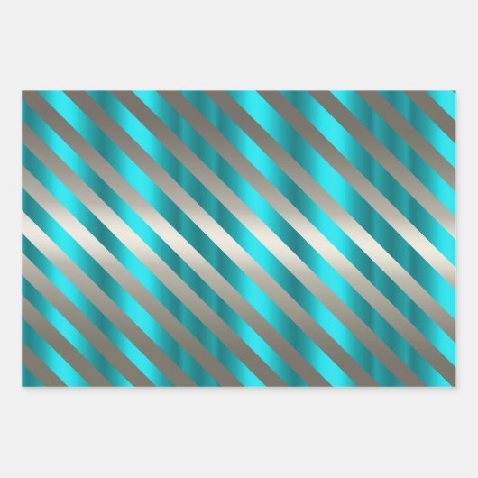 Silver en Metallic Aqua Kerstmis Inpakpapier Vel (Voorkant 3)