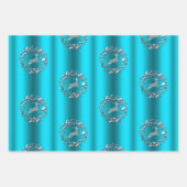 Silver en Metallic Aqua Kerstmis Inpakpapier Vel (Voorkant 2)