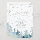 Silver en Mint | Baby shower winterjongen Snowflak Kaart (Voorkant / Achterkant)