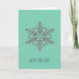 Silver en Mint Faux Glitter Snowflake Feestdagen Kaart