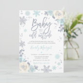 Silver en Mint Floral Winter Baby shower Snowflake Kaart (Staand voorkant)
