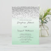 Silver en Mint Green Wedding Kaart (Staand voorkant)