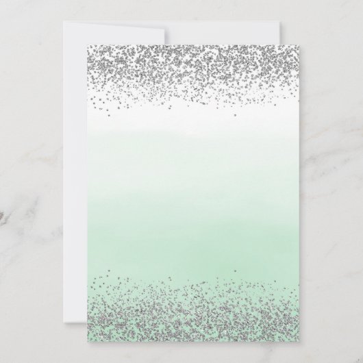 Silver en Mint Green Wedding Kaart (Achterkant)