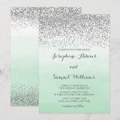 Silver en Mint Green Wedding Kaart (Voorkant / Achterkant)