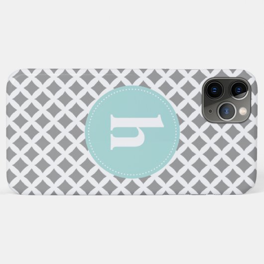 Silver en Mint Monogram Case-Mate iPhone Case (Achterkant (horizontaal))
