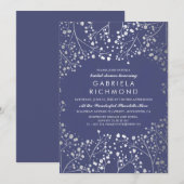 Silver en Navy Baby's Breath-Vrijgezellenfeest Kaart (Voorkant / Achterkant)