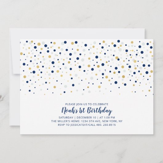 Silver- en Navy-ballonnen | Jongen 1e verjaardag Kaart (Achterkant)