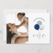 Silver- en Navy-ballonnen | Jongen 1e verjaardag Kaart (Voorkant)