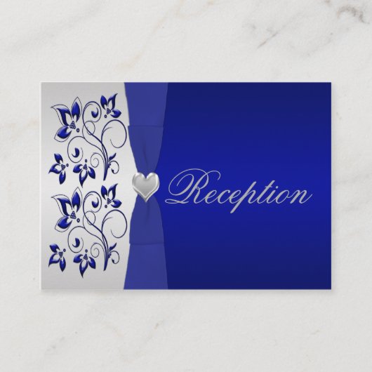 Silver en Navy Bloemen Behuizing Kaart (Voorkant)