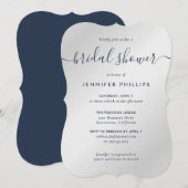 Silver- en Navy Blue Script-Vrijgezellenfeest Kaart (Voorkant / Achterkant)