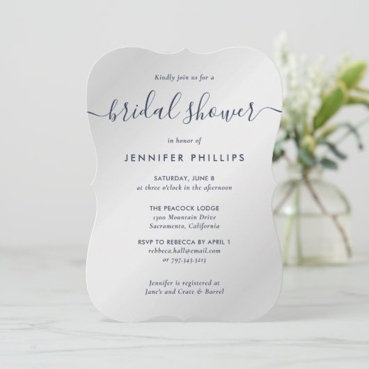 Silver- en Navy Blue Script-Vrijgezellenfeest Kaart (Staand voorkant)