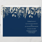 Silver- en Navy Blue Wedding-programma's (Voorkant / Achterkant)