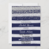 Silver en Navy Bridal Shower Uitnodiging (Voorkant)
