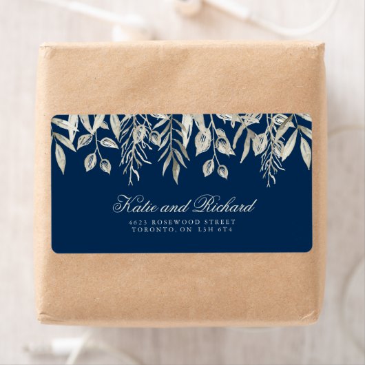 Silver en Navy bruiloft Adresetiketten Etiket (Insitu)