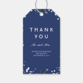Silver en Navy Confetti Elegant Bruiloft Cadeaulabel (Voorkant)