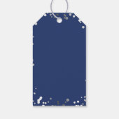 Silver en Navy Confetti Elegant Bruiloft Cadeaulabel (Achterkant)