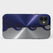 Silver- en Navy Stainless Metallic Swirlpatroon Case-Mate iPhone Case (Achterkant (horizontaal))