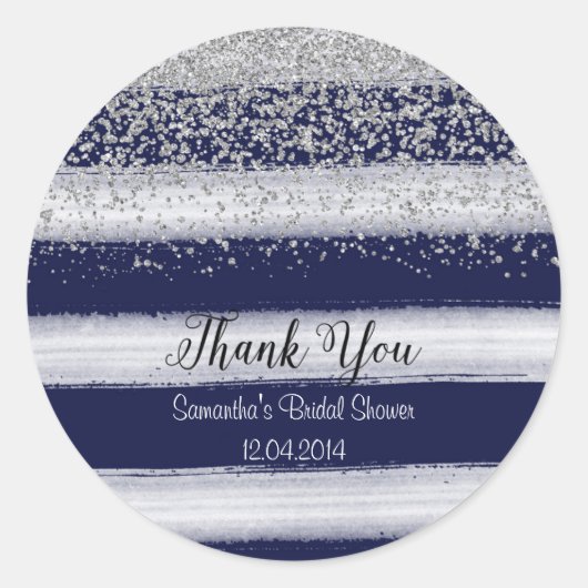 Silver en Navy Vrijgezellenfeest Sticker (Voorkant)