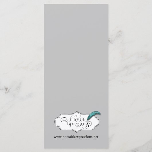 Silver en Paars Floral Heart Wedding Menu (Achterkant)